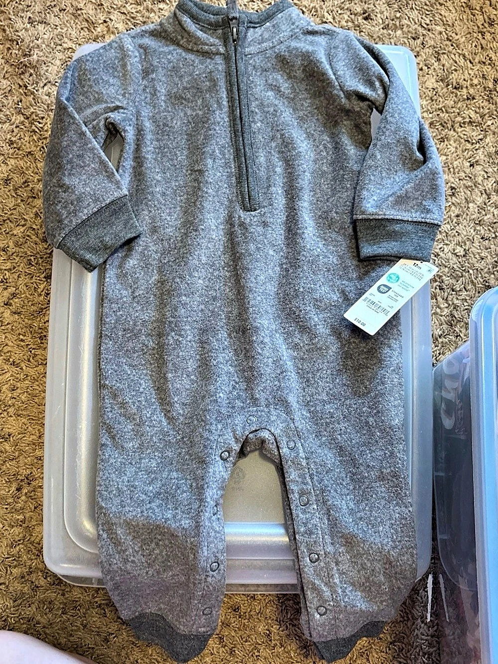 Carter's Baby Gray Footie Coverall Size 12M NWT